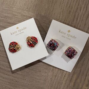Kate Spade Red Ladybug and Glitter Earrings